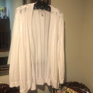 Dana Buchman White Open-Knit Cardigan